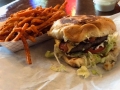 burger and sweet potato fries