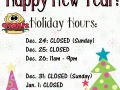 Christmas & New Year's Hours 2017/2018